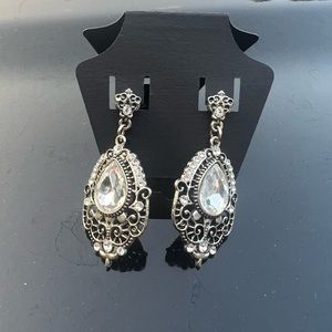 Sliver and crystal earrings